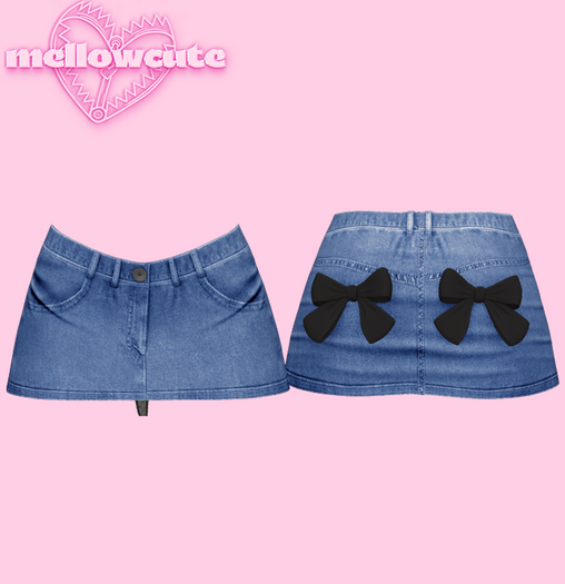 mellowcute-fox denim skirt-blue
