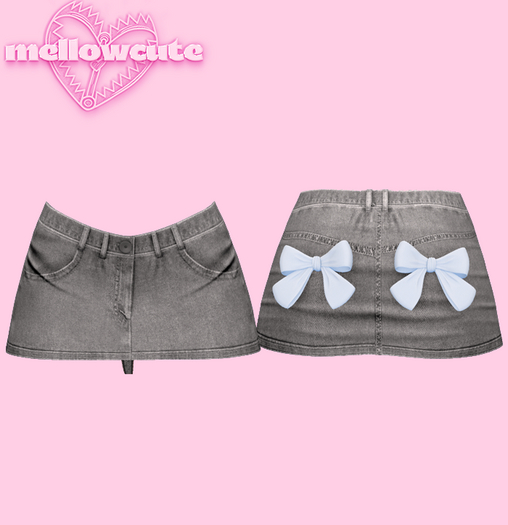 mellowcute-fox denim skirt-smoke