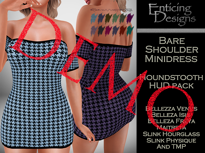 *ED DEMO Bare Shoulders Minidress - Houndstooth