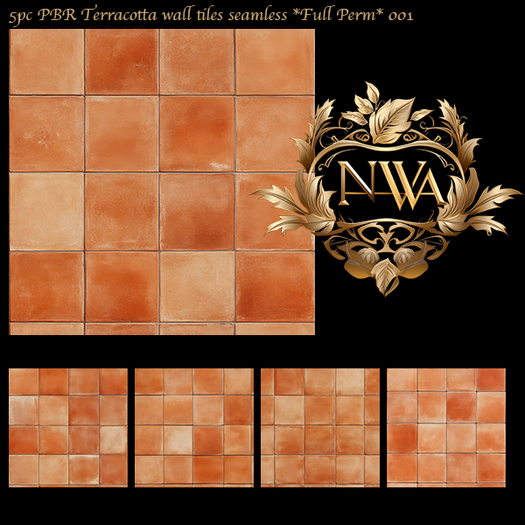 5pc PBR Terracotta wall tiles seamless *Full Perm* 001