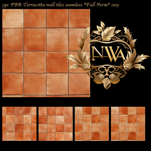 5pc PBR Terracotta wall tiles seamless *Full Perm* 003