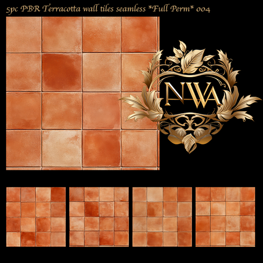 5pc PBR Terracotta wall tiles seamless *Full Perm* 004