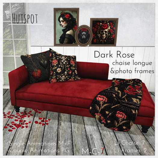  Dark Rose Chaise Longue and Photo Frames
