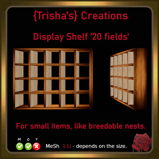 {Trisha's} Mesh Display Shelf '20 fields' - 1 Li