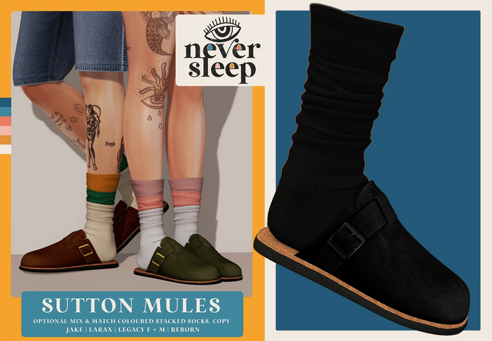 Never Sleep // Sutton Mules // Black
