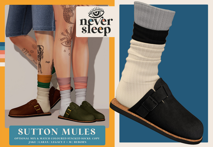Never Sleep // Sutton Mules // Charcoal