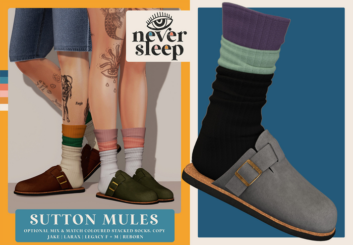 Never Sleep // Sutton Mules // Grey