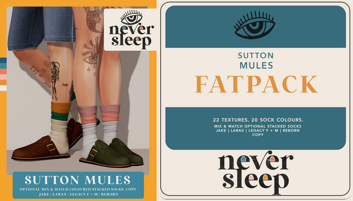 Never Sleep // Sutton Mules // Fatpack