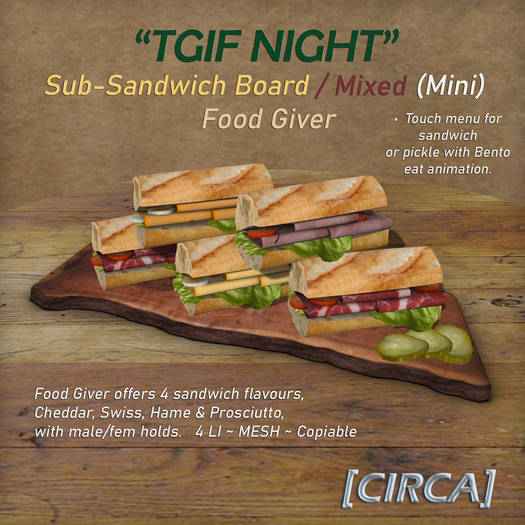 [CIRCA] - "TGIF Night" Sub-Sandwich Stack Board - Mixed (interactive)