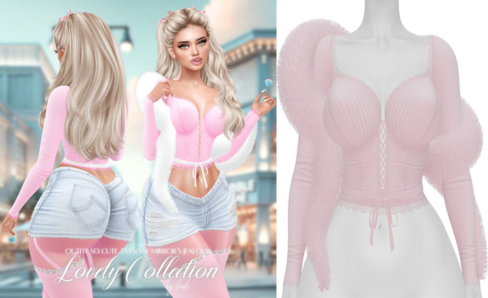 Lush - Lovely Lace Top w/ Fur Pale