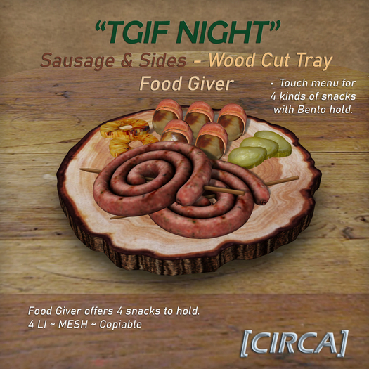 [CIRCA] - "TGIF Night" Sausage & Sides - Wood Cut Tray (interactive)