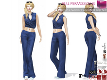 FullPerm V-Neck Sleeveless Wrapped Crop Top & Bell Bottom Pants Outfit Legacy Maitreya 5.3 LaraX Slink Ebody Reborn