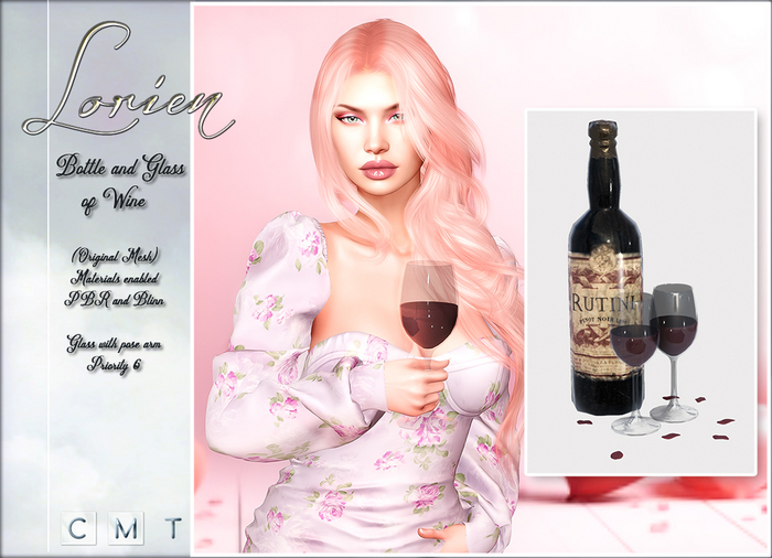 LORIEN BOTTLE AND GLASS OF WINE BOXED
