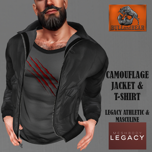 BULL&BEAR - JACKET CAMOUFLAGE BLACK - LEGACY