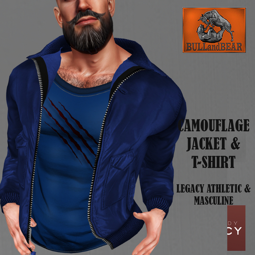 BULL&BEAR - JACKET CAMOUFLAGE BLUE - LEGACY