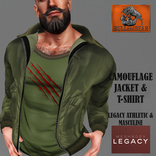 BULL&BEAR - JACKET CAMOUFLAGE GREEN - LEGACY