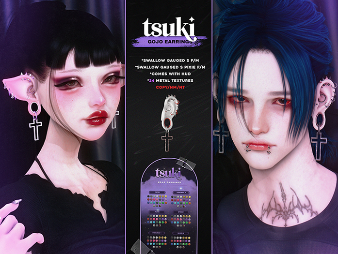 tsuki. gojo earrings {Swallow Gauged S F/M} FATPACK