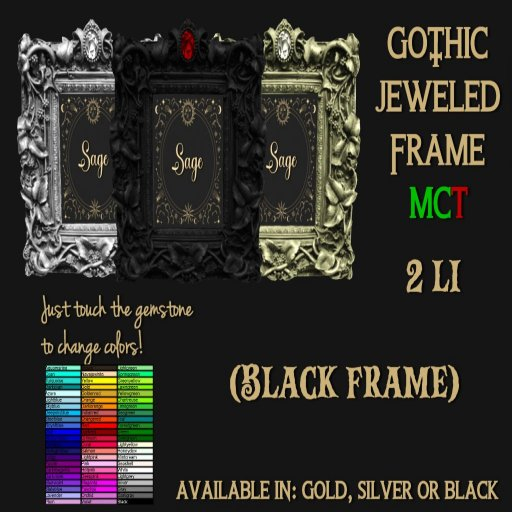 :::SAGE::: Gothic Jeweled Photo Frame ~ BLACK