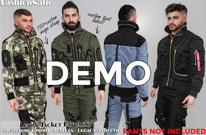 Demo Jacket  Lucas Mens Fatpack Colors - Signature Gianni, Belleza Jake, Legacy, Athletic - FashionNatic