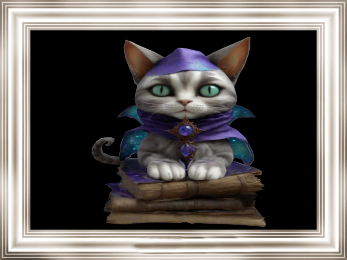 HB: Wizard Book Cat Statue FULL PERM