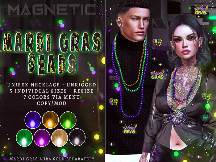 Magnetic - Mardi Gras Beads