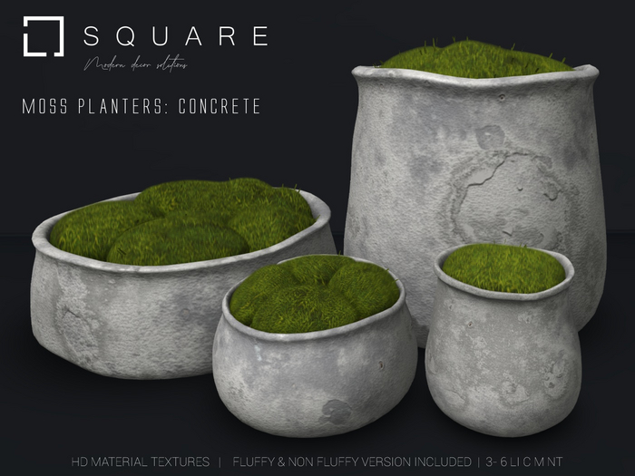 [ SQUARE ] - MOSS Planter : CONCRETE ( pack of 4 )