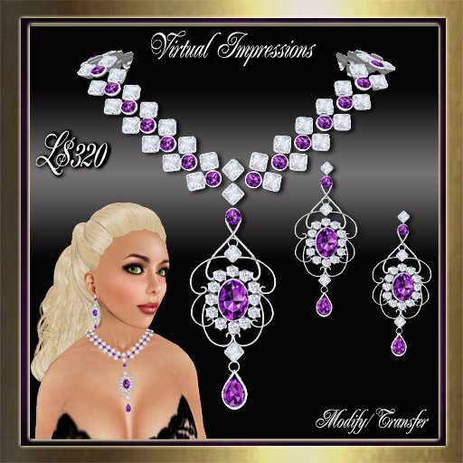Virtual Impressions Ruth Jewelry Set in Amethyst & Diamonds