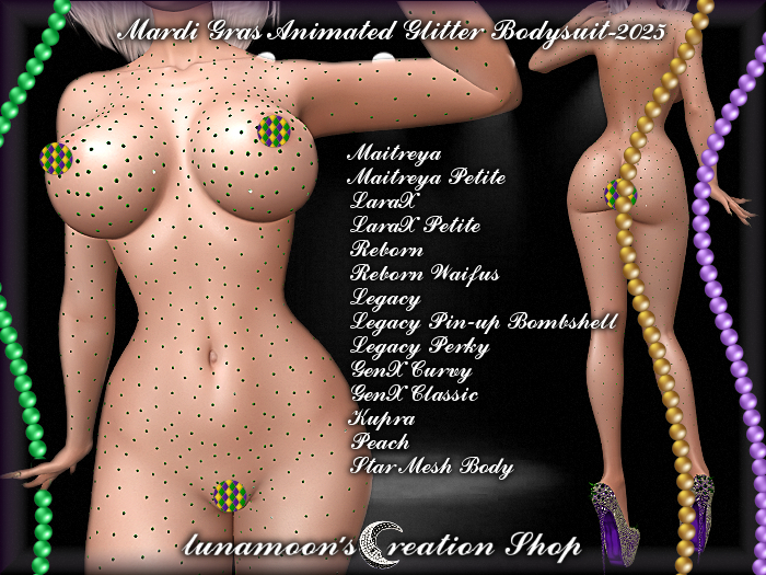 DEMO-MARDI GRAS ANIMATED GLITTER BODYSUIT-2025