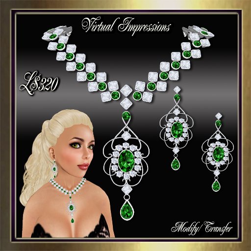 Virtual Impressions Ruth Jewelry Set in Emeralds & Diamonds