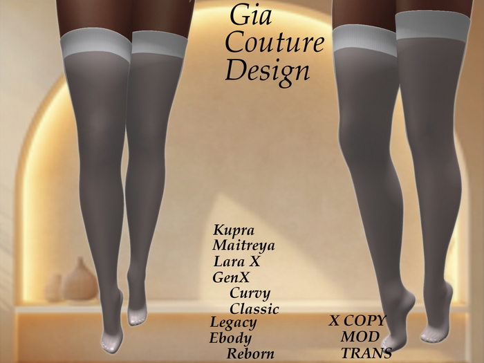 "GCD" Keri Silk Stockings White