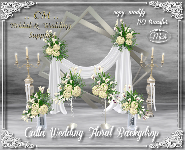 CM..Calla Wedding Floral Backdrop Set White