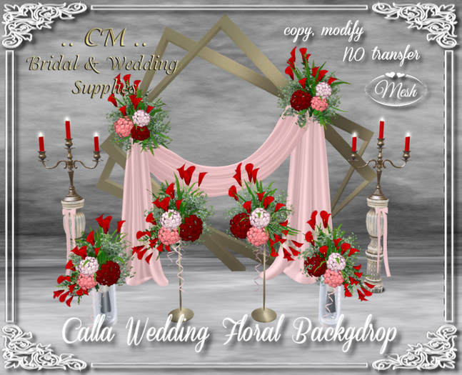 CM..Calla Wedding Floral Backdrop Set Red