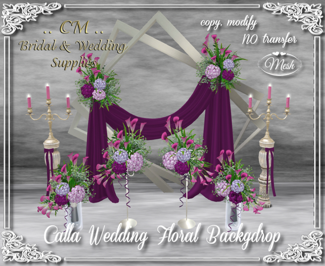 CM..Calla Wedding Floral Backdrop Set Purple
