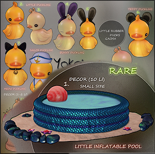 1.YOKAI - Little Rubber Ducks  - Little Inflatable Pool RARE
