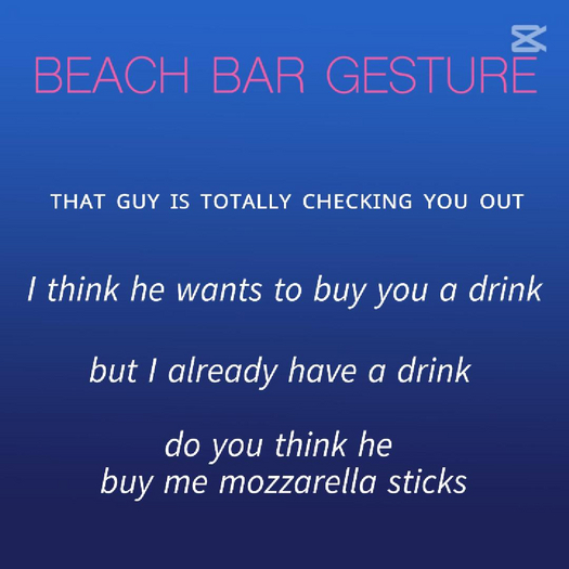 Buy Me Mozzarella Sticks - COMEDY - BEACH BAR GESTURES