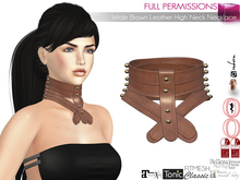 Full Perm Collar Necklace - Brown Leather Stripes - Maitreya 5.3 LaraX Ebody Reborn Legacy Belleza Slink Tonic Classic