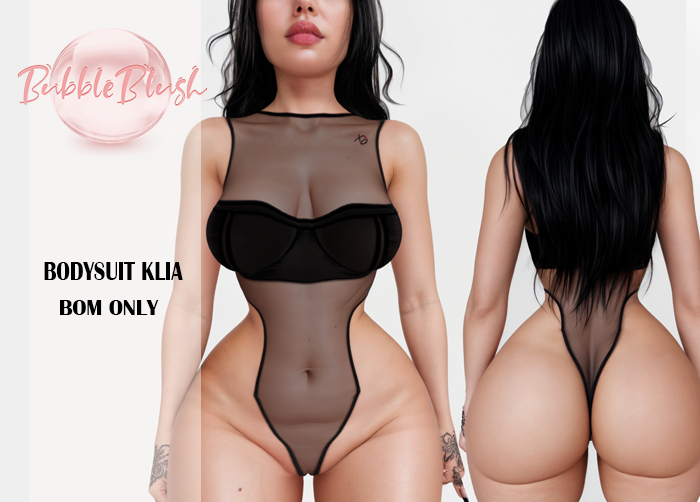 BUBBLEBLUSH BOM BODYSUIT BLACK TRANSPARENT KLIA