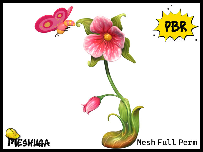 Meshuga PBR Easter Spring Flower & Butterfly FULL PERM MESH
