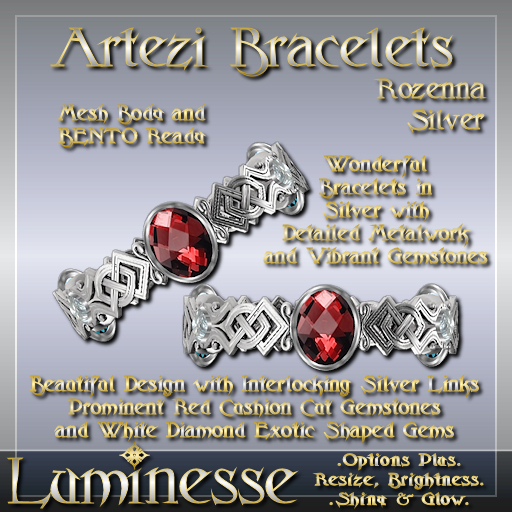 ARTEZI Rozenna Bracelets OP - Red White Diamond Silver