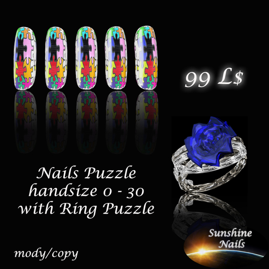 Second Life Marketplace Puzzle Nails with Ring