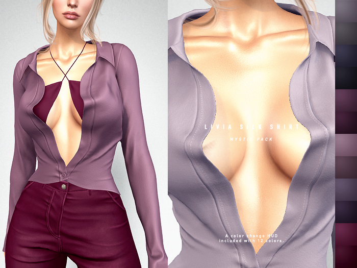 ISON - livia silk shirt - mystic