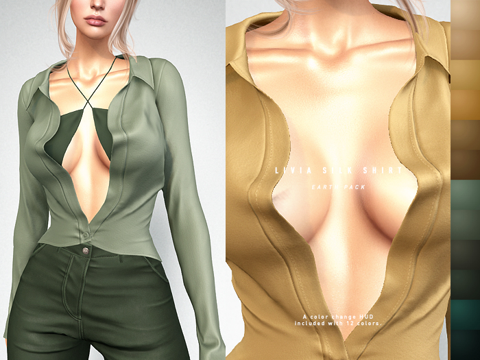 ISON - livia silk shirt - earth