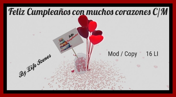 (LS) Feliz Cumpleanos con muchos corazones C/M