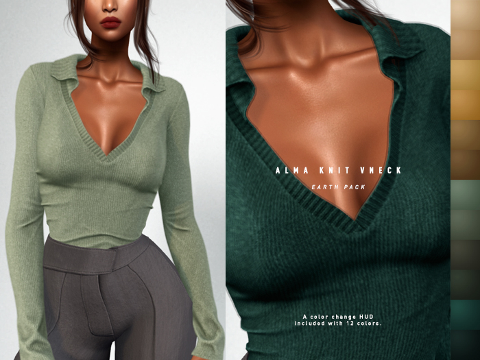 ISON - alma knit vneck - earth