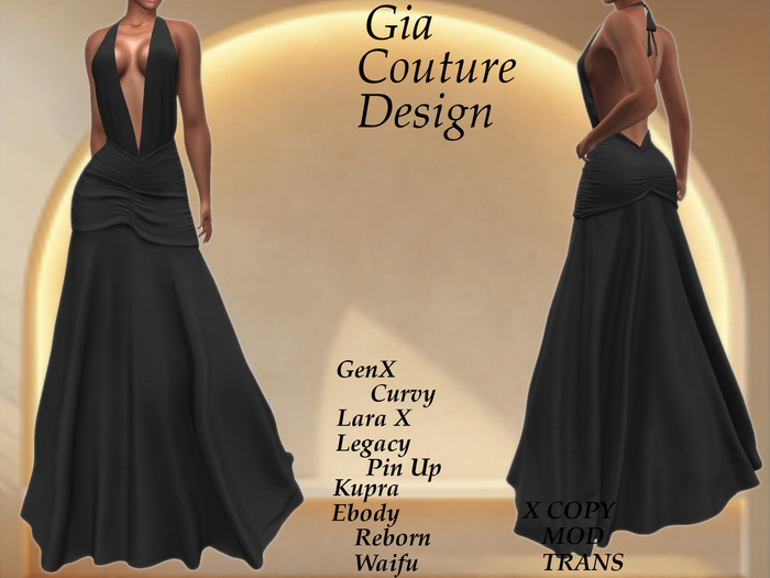"GCD" Lara Halter Gown Black