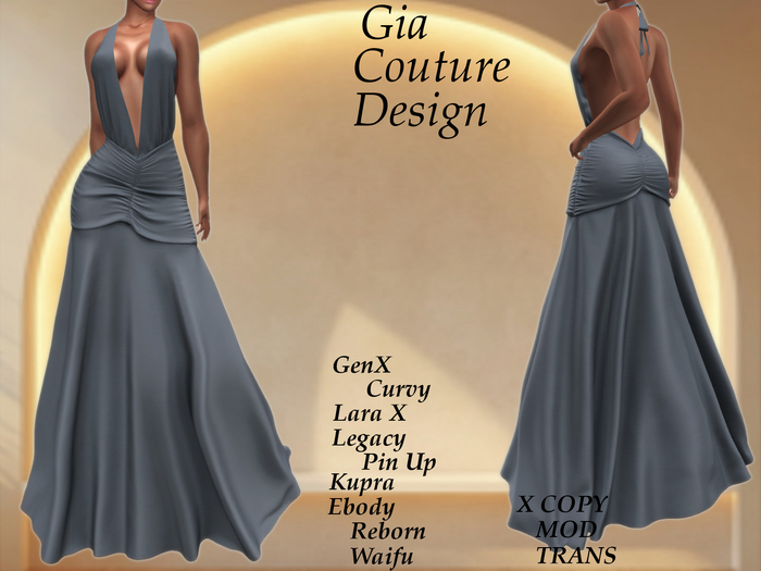 "GCD" Lara Halter Gown Blue