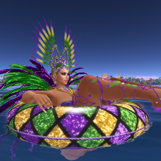 Mardi Gras WEARABLE Unisex Floatie with Umbrella & Drinks! - BOXED (ADD)