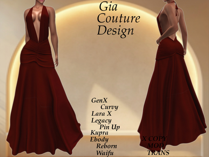 "GCD" Lara Halter Gown Red
