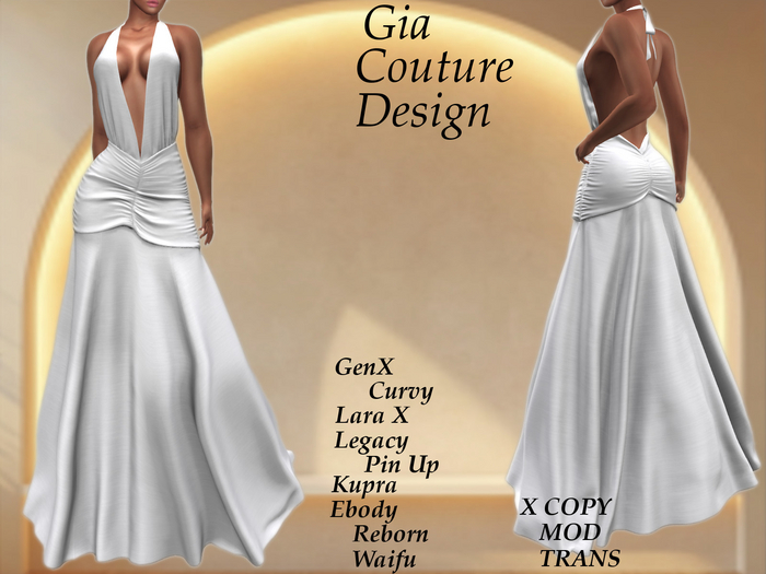 "GCD" Lara Halter Gown White
