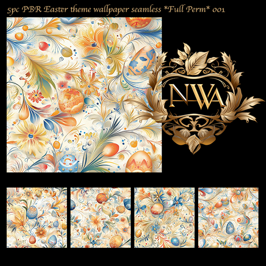 5pc PBR Easter theme wallpaper seamless *Full Perm* 001